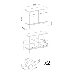 Garnero Arredamenti Credenze Moderne|Madie Moderne-Madia moderna 104x83h cm 2 ante con cassetti soggiorno Glory Beige