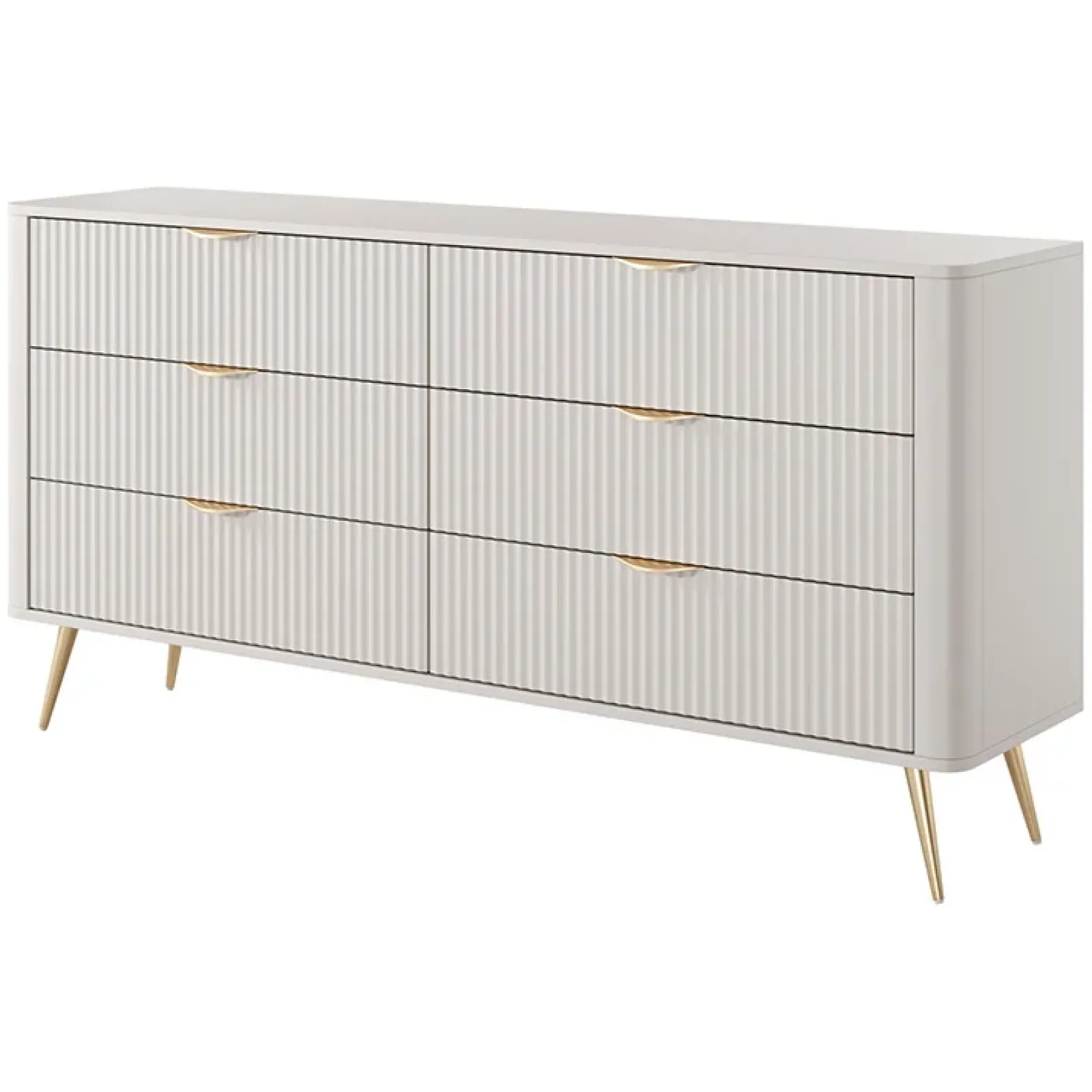 Garnero Arredamenti Cassettiera|Cassettiera-Madia moderna 163x81h cm 6 cassetti moderna cannettato Ramis Beige