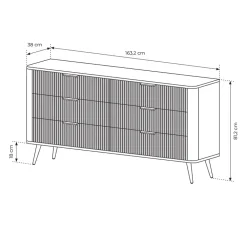 Garnero Arredamenti Cassettiera|Cassettiera-Madia moderna 163x81h cm 6 cassetti moderna cannettato Ramis Beige
