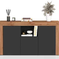 Garnero Arredamenti Credenze Moderne|Madie Moderne-Madia moderna 155x85h cm antracite rovere Block Antracite - Rovere