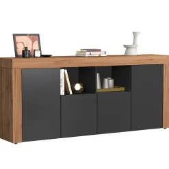 Garnero Arredamenti Credenze Moderne|Madie Moderne-Madia moderna 200x85h cm antracite rovere Block Antracite - Rovere