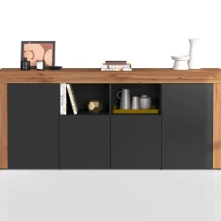 Garnero Arredamenti Credenze Moderne|Madie Moderne-Madia moderna 200x85h cm antracite rovere Block Antracite - Rovere