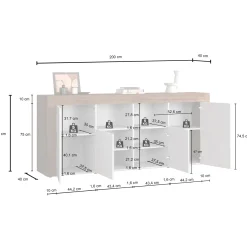 Garnero Arredamenti Credenze Moderne|Madie Moderne-Madia moderna 200x85h cm antracite rovere Block Antracite - Rovere