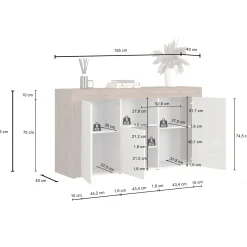 Garnero Arredamenti Credenze Moderne|Madie Moderne-Madia moderna 155x85h cm tortora rovere Block Tortora - Rovere