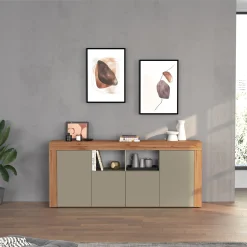 Garnero Arredamenti Credenze Moderne|Madie Moderne-Madia moderna 200x85h cm tortora rovere Block Tortora - Rovere