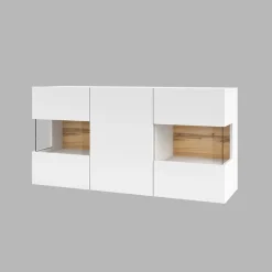 Garnero Arredamenti Credenze Moderne|Madie Moderne-Madia sospesa 120x62h cm moderna bianco rovere Fusion