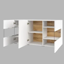 Garnero Arredamenti Credenze Moderne|Madie Moderne-Madia sospesa 120x62h cm moderna bianco rovere Fusion