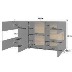Garnero Arredamenti Credenze Moderne|Madie Moderne-Madia sospesa 120x62h cm moderna nero rovere Fusion