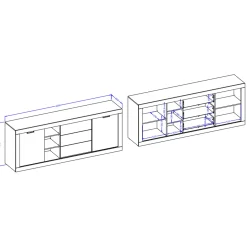 Garnero Arredamenti Credenze Moderne|Madie Moderne-Madia 220x 85h cm 2 ante 3 cassetti rovere rustico nero Ilyssa