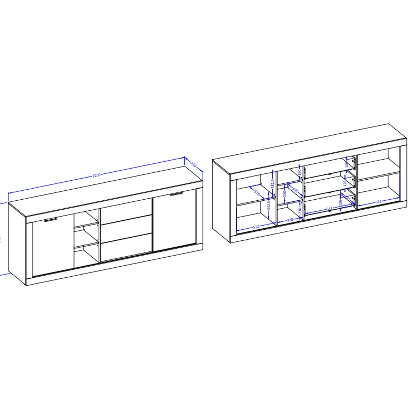 Garnero Arredamenti Credenze Moderne|Madie Moderne-Madia 220x 85h cm 2 ante 3 cassetti rovere rustico nero Ilyssa