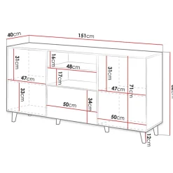 Garnero Arredamenti Madie Moderne|Madie Moderne-Madia 151x83cm 3 ante moderna industrial cannettato Essence Quercia