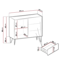 Garnero Arredamenti Madie Moderne|Madie Moderne-Madia 97x83h cm 1 anta 3 cassetti moderna grafite marmo nero Visby