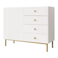 Garnero Arredamenti Madie Moderne|Madie Moderne-Madia 100x85h cm 1 anta 4 cassetti moderna Giuggiola Bianco Opaco