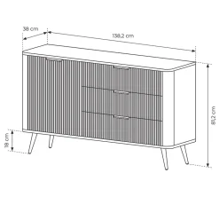 Garnero Arredamenti Madie Moderne|Madie Moderne-Madia 138x81h cm 1 anta 3 cassetti cannettato Ramis Beige