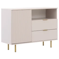 Garnero Arredamenti Madie Moderne|Madie Moderne-Madia 107x80h cm 1 anta 2 cassetti cannettato moderna beige Vanessa
