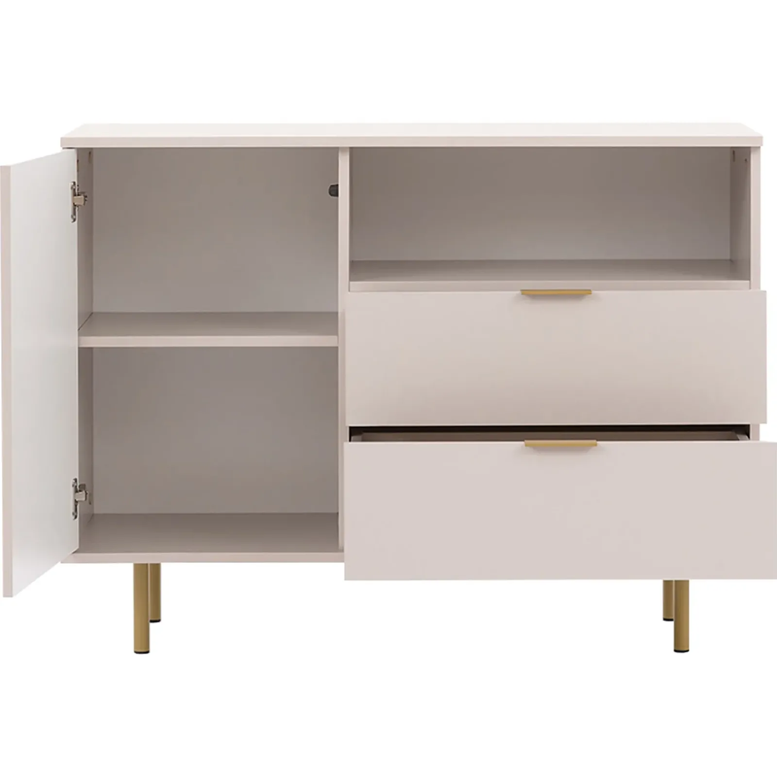 Garnero Arredamenti Madie Moderne|Madie Moderne-Madia 107x80h cm 1 anta 2 cassetti cannettato moderna beige Vanessa