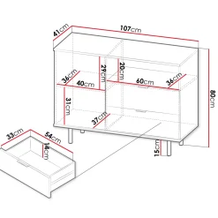 Garnero Arredamenti Madie Moderne|Madie Moderne-Madia 107x80h cm 1 anta 2 cassetti cannettato moderna beige Vanessa