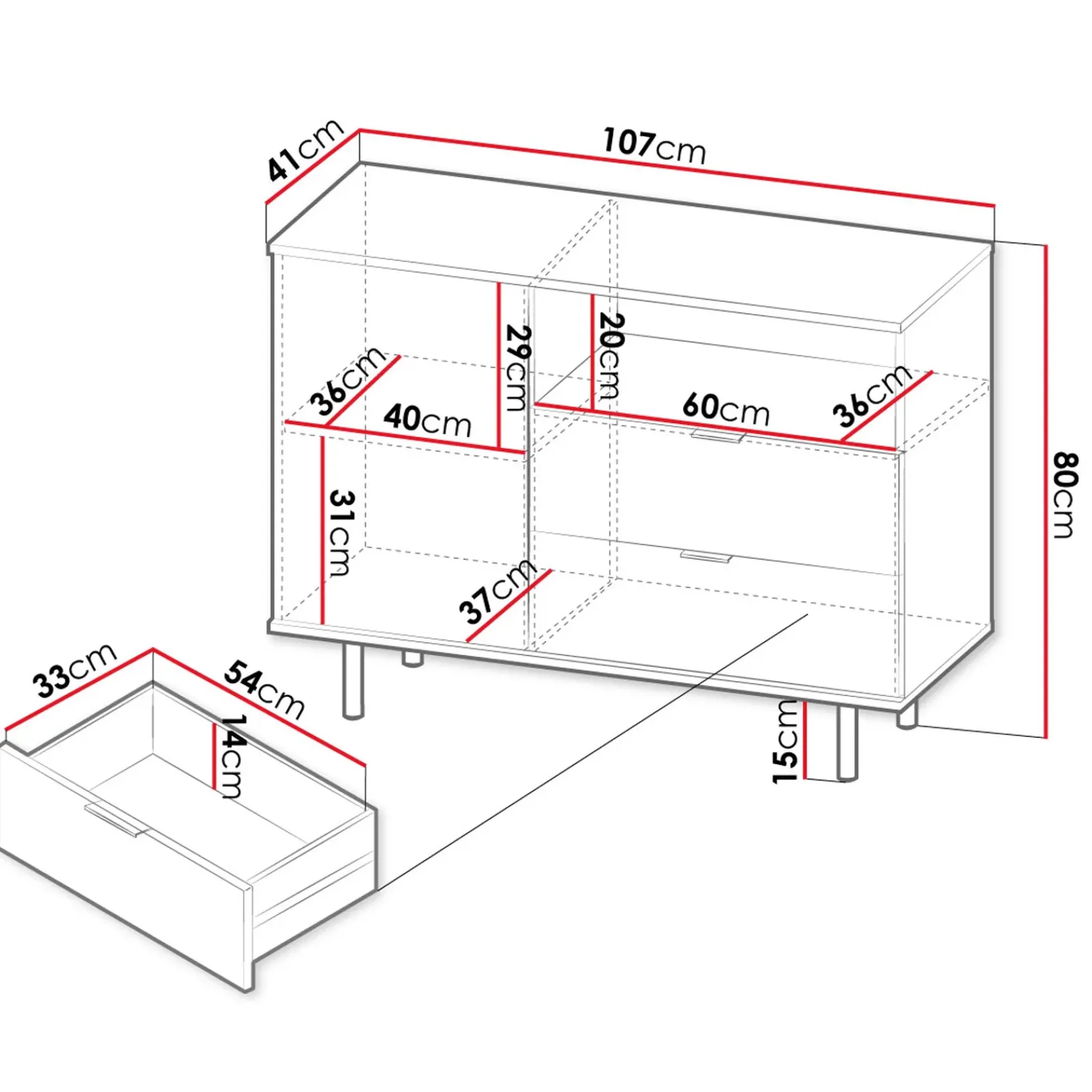 Garnero Arredamenti Madie Moderne|Madie Moderne-Madia 107x80h cm 1 anta 2 cassetti cannettato moderna beige Vanessa