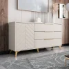 Garnero Arredamenti Madie Moderne|Madie Moderne-Madia 154x80h cm 1 anta 6 cassetti beige con frontali serigrafati Miriam