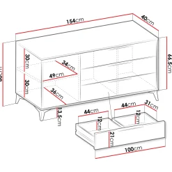Garnero Arredamenti Madie Moderne|Madie Moderne-Madia 154x80h cm 1 anta 6 cassetti beige con frontali serigrafati Miriam