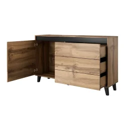 Garnero Arredamenti Madie Moderne|Madie Moderne-Madia 138x83h cm 1 anta 3 cassetti rovere antracite Salisburgo