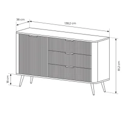 Garnero Arredamenti Madie Moderne|Madie Moderne-Madia 138x81h cm 1 anta 3 cassetti cannettato Ramis Nero Opaco