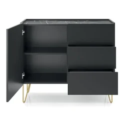 Garnero Arredamenti Madie Moderne|Madie Moderne-Madia 97x83h cm 1 anta 3 cassetti moderna nero effetto marmo Sirena