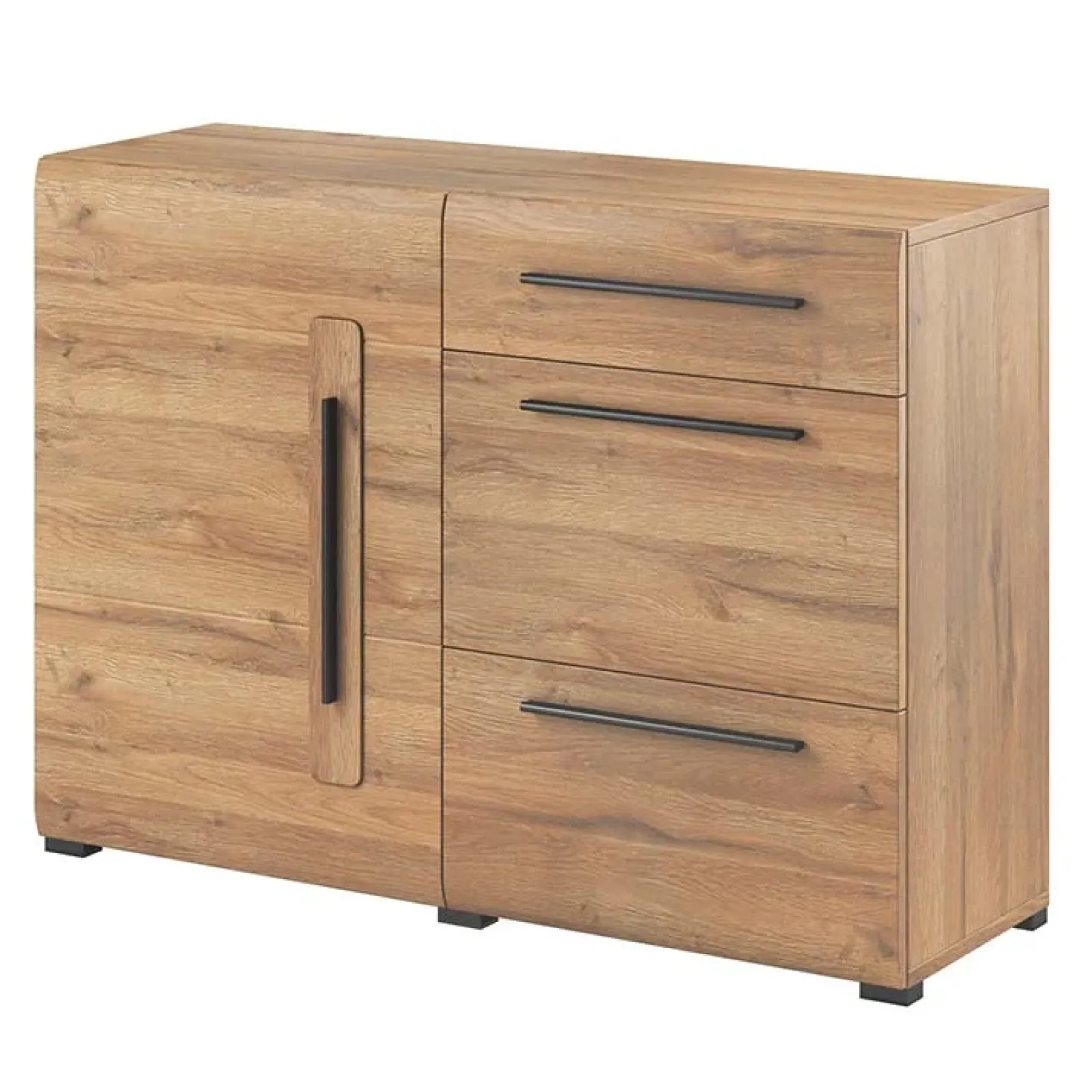 Garnero Arredamenti Credenze Moderne|Madie Moderne-Madia 120x86h cm 1 anta 3 cassetti soggiorno rovere nero Maiorca