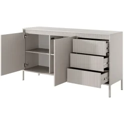 Garnero Arredamenti Madie Moderne|Madie Moderne-Madia 154x82h cm 2 ante 3 cassetti cannettato Ciar Beige