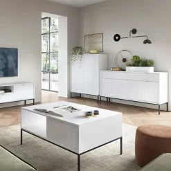 Garnero Arredamenti Credenze Moderne|Madie Moderne-Madia 154x83h cm 3 ante 3 cassetti moderna bianco Alisa Bianco Opaco