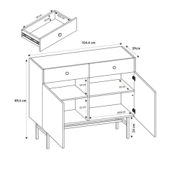Garnero Arredamenti Credenze Moderne|Madie Moderne-Madia 105x90h cm 2 ante 2 cassetti moderna Eterna Beige