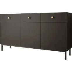 Garnero Arredamenti Madie Moderne|Madie Moderne-Madia 155x85h cm 3 ante 3 cassetti Giuggiola Nero Opaco