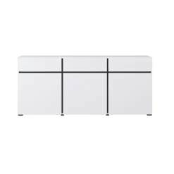 Garnero Arredamenti Credenze Moderne|Madie Moderne-Madia 180x78h cm 3 ante 3 cassetti moderna nero Lolla Bianco Opaco
