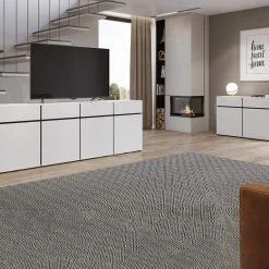 Garnero Arredamenti Credenze Moderne|Madie Moderne-Madia 180x78h cm 3 ante 3 cassetti moderna nero Lolla Bianco Opaco