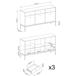 Garnero Arredamenti Credenze Moderne|Madie Moderne-Madia 154x83h cm 3 ante 3 cassetti soggiorno Glory Beige
