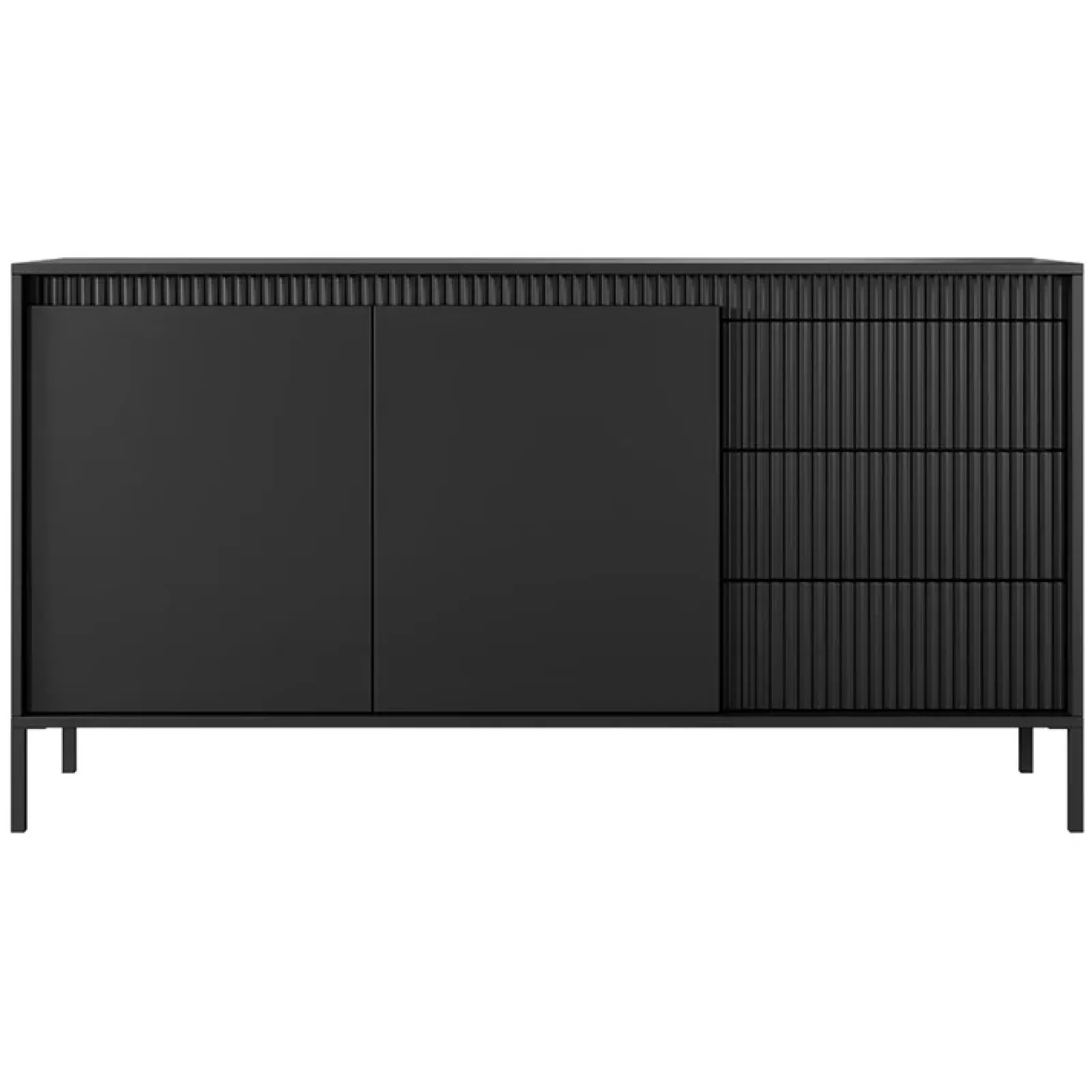 Garnero Arredamenti Madie Moderne|Madie Moderne-Madia 154x82h cm 2 ante 3 cassetti cannettato Ciar Nero Opaco