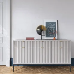 Garnero Arredamenti Credenze Moderne|Madie Moderne-Madia 154x83h cm 3 ante 3 cassetti moderna Alisa Grigio