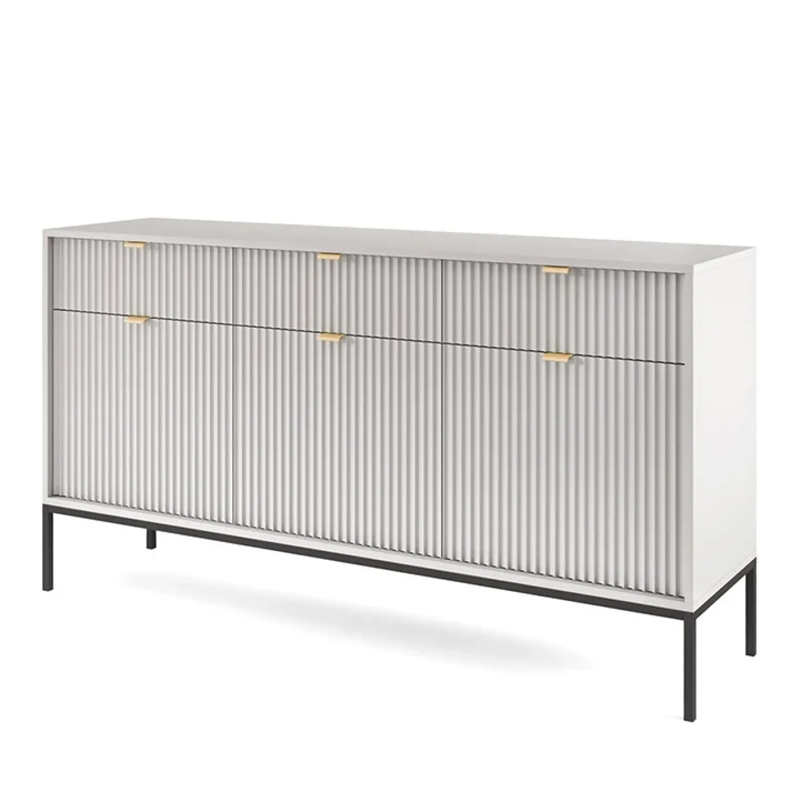 Garnero Arredamenti Credenze Moderne|Madie Moderne-Madia 154x83h cm 3 ante 3 cassetti moderna Alisa Grigio