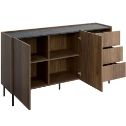 Garnero Arredamenti Madie Moderne|Madie Moderne-Madia 160x78h cm 2 ante 3 cassetti piano effetto marmo nero noce Caliva