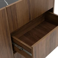 Garnero Arredamenti Madie Moderne|Madie Moderne-Madia 160x78h cm 2 ante 3 cassetti piano effetto marmo nero noce Caliva