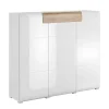 Garnero Arredamenti Credenze Moderne|Madie Moderne-Madia 147x132h cm 3 ante 1 cassetto soggiorno bianco lucido rovere Tahiti