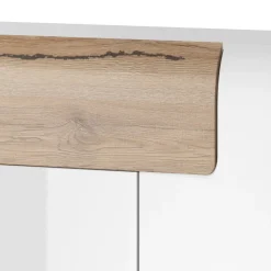 Garnero Arredamenti Credenze Moderne|Madie Moderne-Madia 147x132h cm 3 ante 1 cassetto soggiorno bianco lucido rovere Tahiti