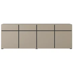 Garnero Arredamenti Credenze Moderne|Madie Moderne-Madia 225x78h cm 4 ante 4 cassetti moderna nero Lolla Tortora
