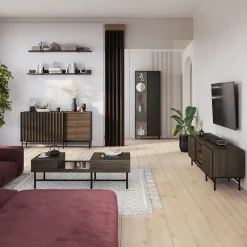 Garnero Arredamenti Madie Moderne|Madie Moderne-Madia 165x87h cm 2 ante 4 cassetti wengè Blackwood