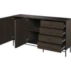 Garnero Arredamenti Madie Moderne|Madie Moderne-Madia 165x87h cm 2 ante 4 cassetti wengè Blackwood