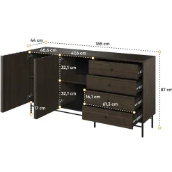 Garnero Arredamenti Madie Moderne|Madie Moderne-Madia 165x87h cm 2 ante 4 cassetti wengè Blackwood