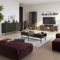 Garnero Arredamenti Madie Moderne|Madie Moderne-Madia 165x87h cm 2 ante 4 cassetti wengè Blackwood