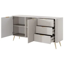 Garnero Arredamenti Madie Moderne|Madie Moderne-Madia 163x81h cm 2 ante 3 cassetti cannettato Ramis Beige