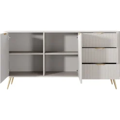 Garnero Arredamenti Madie Moderne|Madie Moderne-Madia 163x81h cm 2 ante 3 cassetti cannettato Ramis Beige