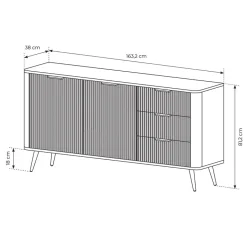 Garnero Arredamenti Madie Moderne|Madie Moderne-Madia 163x81h cm 2 ante 3 cassetti cannettato Ramis Beige